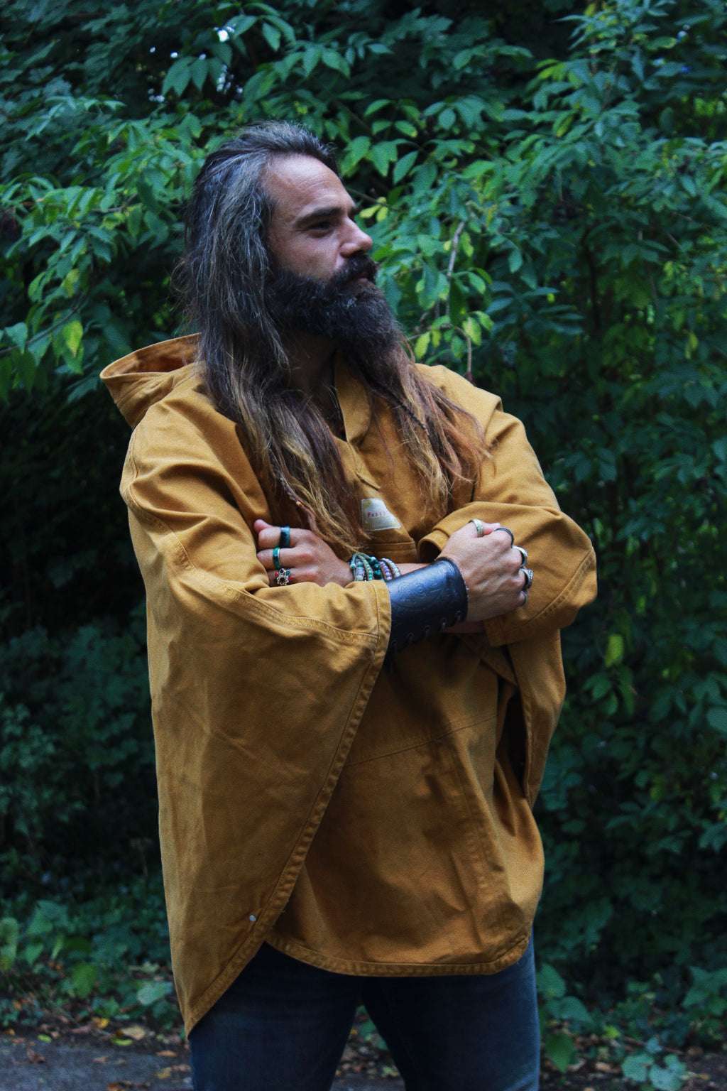 Ochre cotton poncho