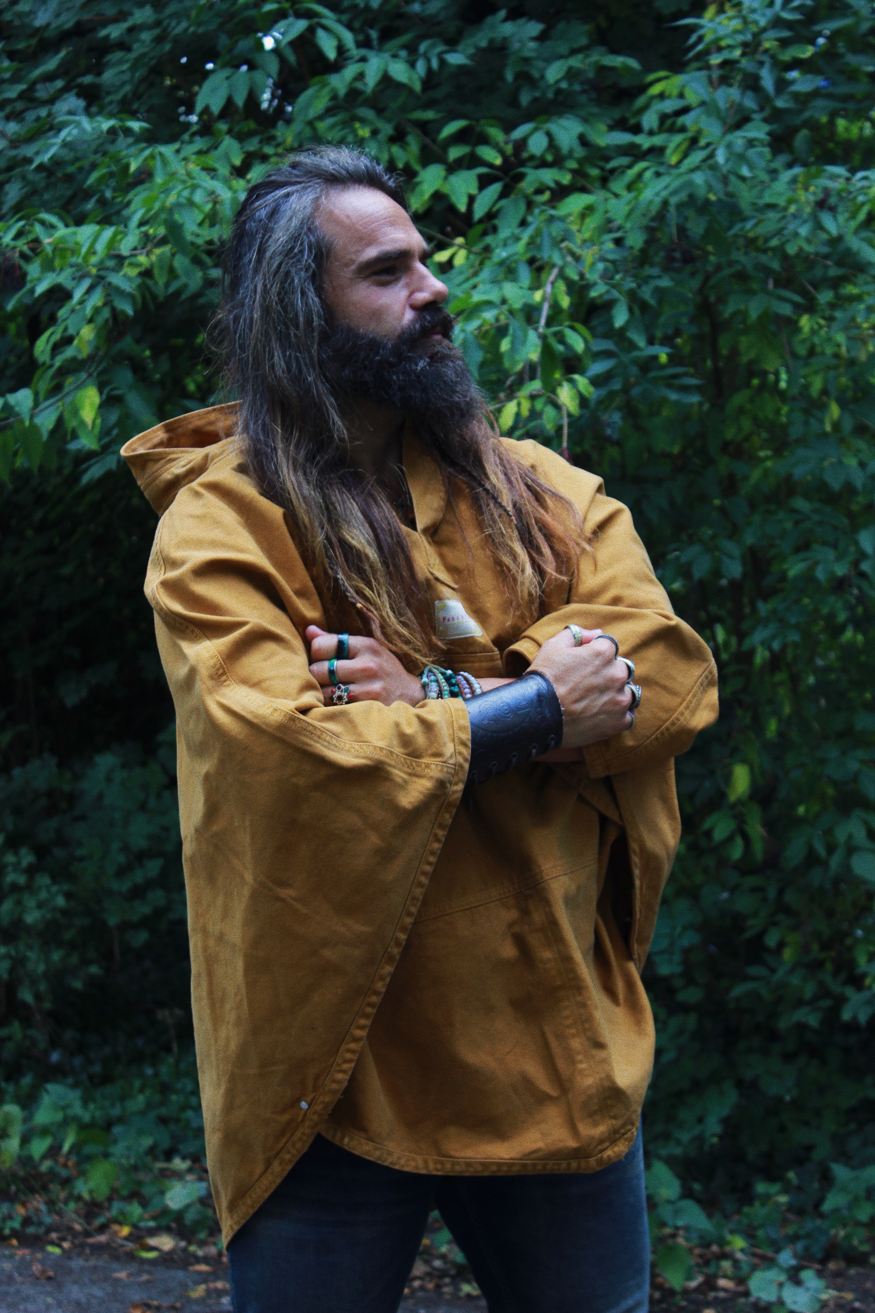 Ochre cotton poncho