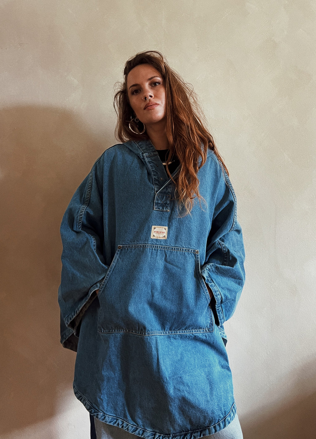 Light Blue denim poncho