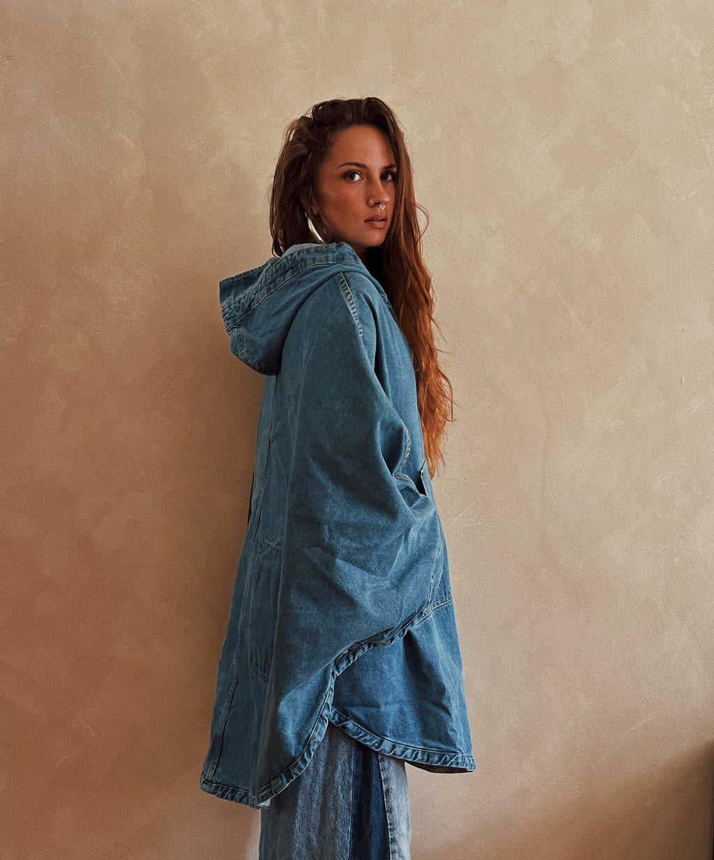 Light Blue denim poncho