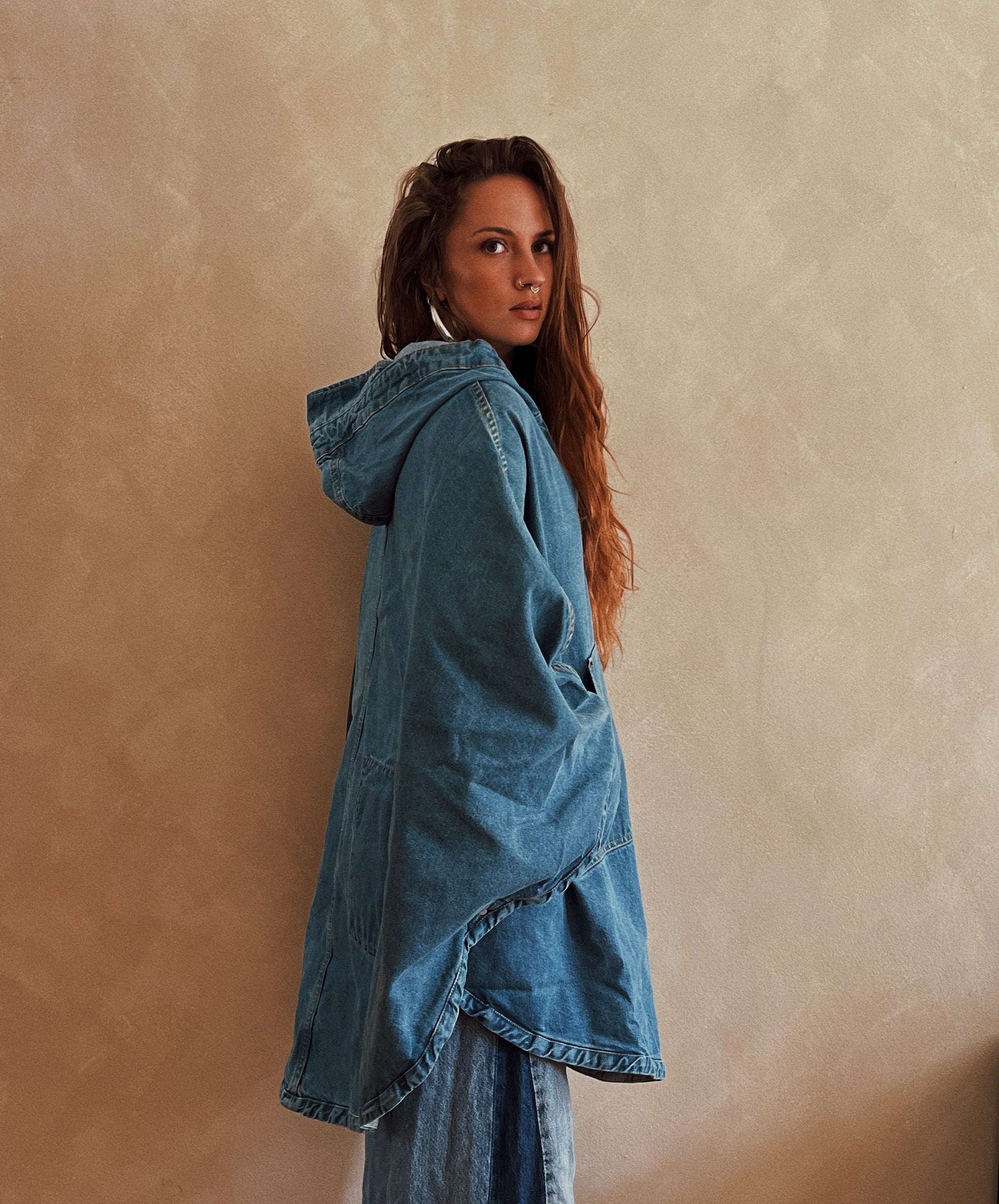 Light Blue denim poncho